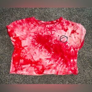 Red tie-dye crop top